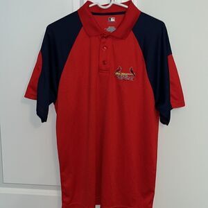 Blue & red sewn logo St Louis Cardinals baseball team MLB logo polo golf shirt L